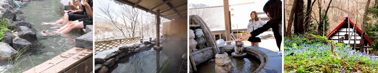 定山渓の川や温泉の風景、キタキツネ、エゾシカ